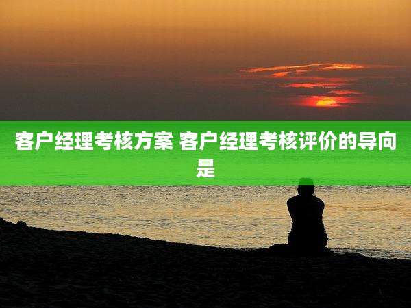 客户经理考核方案 客户经理考核评价的导向是