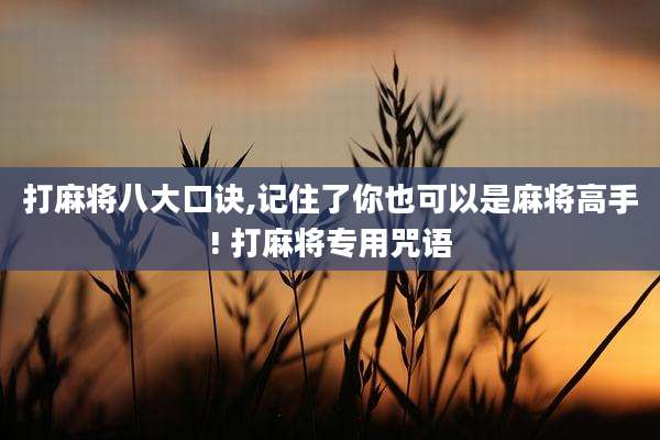 打麻将八大口诀,记住了你也可以是麻将高手! 打麻将专用咒语