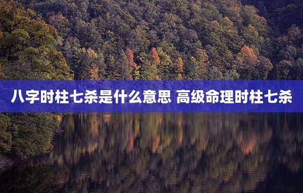 八字时柱七杀是什么意思 高级命理时柱七杀
