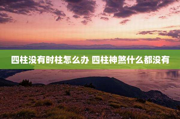 四柱没有时柱怎么办 四柱神煞什么都没有
