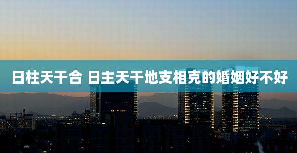 日柱天干合 日主天干地支相克的婚姻好不好
