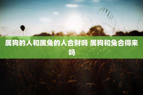 属狗的人和属兔的人合财吗 属狗和兔合得来吗