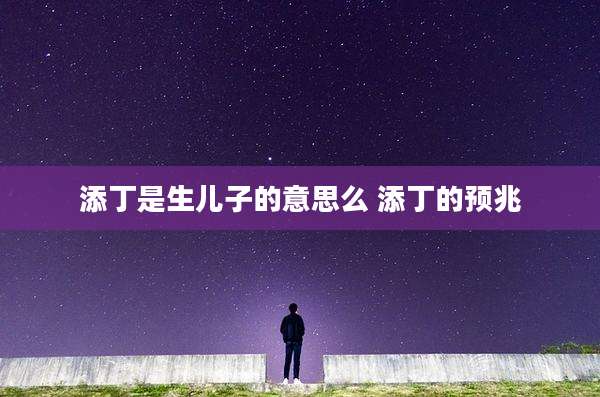 添丁是生儿子的意思么 添丁的预兆