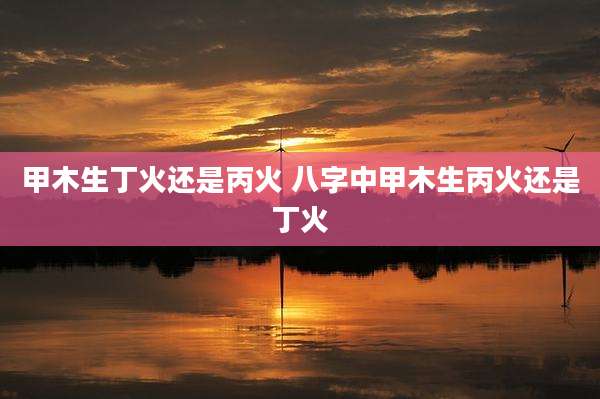 甲木生丁火还是丙火 八字中甲木生丙火还是丁火
