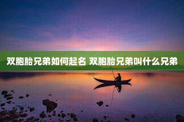 双胞胎兄弟如何起名 双胞胎兄弟叫什么兄弟