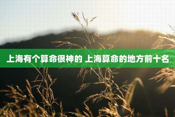 上海有个算命很神的 上海算命的地方前十名