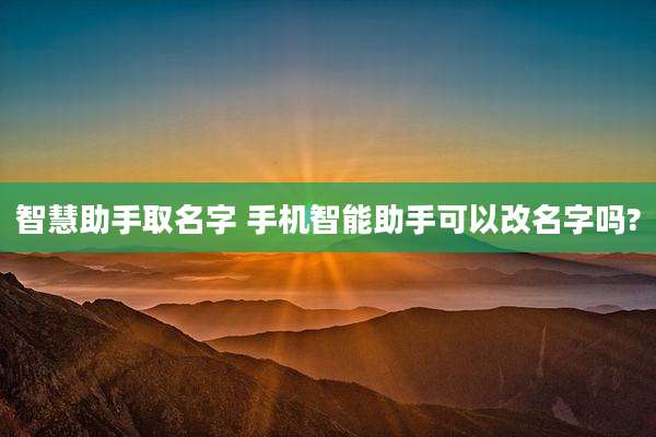 智慧助手取名字 手机智能助手可以改名字吗?