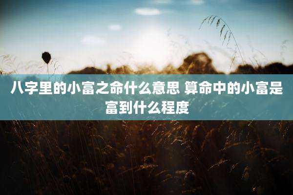 八字里的小富之命什么意思 算命中的小富是富到什么程度