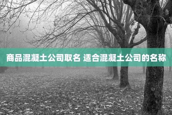 商品混凝土公司取名 适合混凝土公司的名称