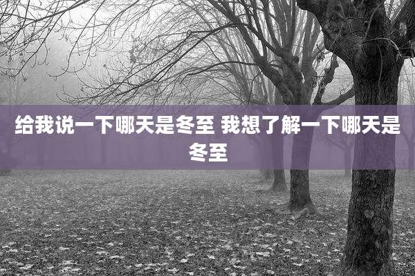 给我说一下哪天是冬至 我想了解一下哪天是冬至