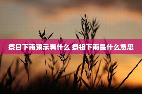 祭日下雨预示着什么 祭祖下雨是什么意思