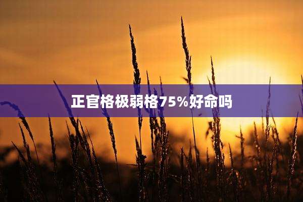 正官格极弱格75%好命吗