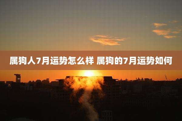 属狗人7月运势怎么样 属狗的7月运势如何