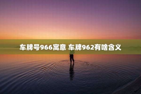 车牌号966寓意 车牌962有啥含义