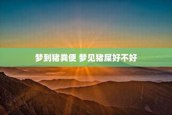 梦到猪粪便 梦见猪屎好不好
