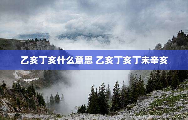 乙亥丁亥什么意思 乙亥丁亥丁未辛亥
