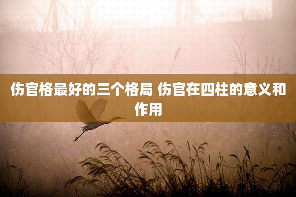 伤官格最好的三个格局 伤官在四柱的意义和作用