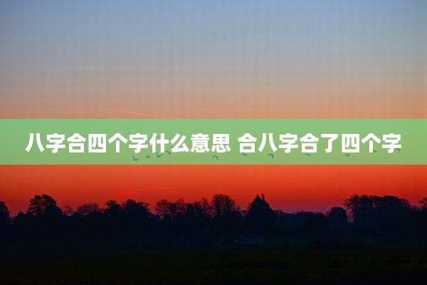 八字合四个字什么意思 合八字合了四个字