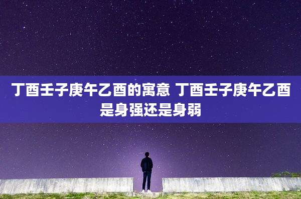 丁酉壬子庚午乙酉的寓意 丁酉壬子庚午乙酉是身强还是身弱
