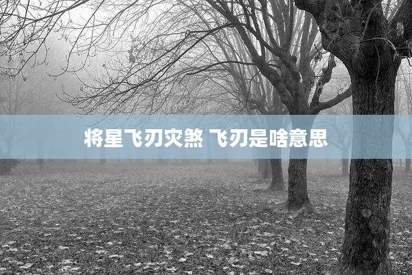 将星飞刃灾煞 飞刃是啥意思