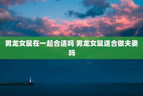 男龙女鼠在一起合适吗 男龙女鼠适合做夫妻吗