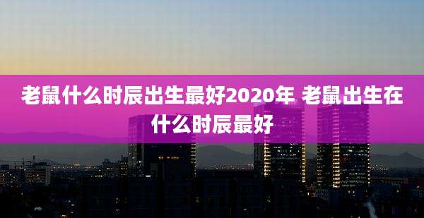 老鼠什么时辰出生最好2020年 老鼠出生在什么时辰最好