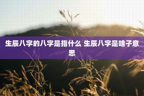 生辰八字的八字是指什么 生辰八字是啥子意思