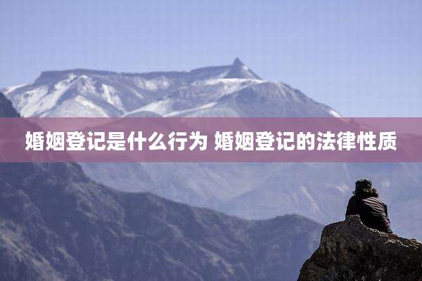 婚姻登记是什么行为 婚姻登记的法律性质