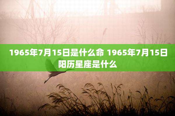 1965年7月15日是什么命 1965年7月15日阳历星座是什么