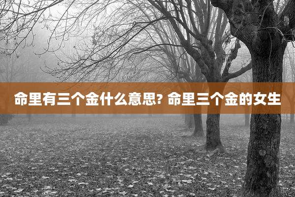命里有三个金什么意思? 命里三个金的女生