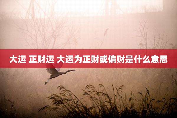 大运 正财运 大运为正财或偏财是什么意思