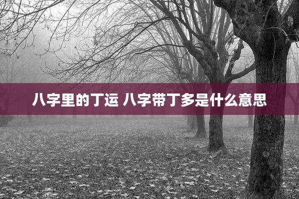 八字里的丁运 八字带丁多是什么意思