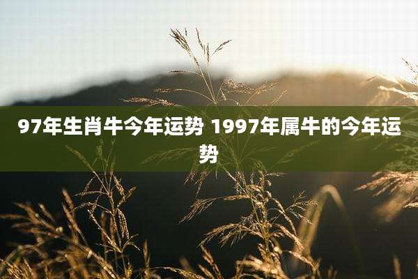 97年生肖牛今年运势 1997年属牛的今年运势