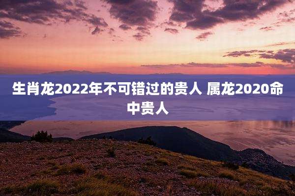 生肖龙2022年不可错过的贵人 属龙2020命中贵人
