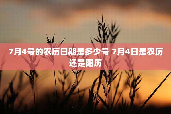 7月4号的农历日期是多少号 7月4日是农历还是阳历