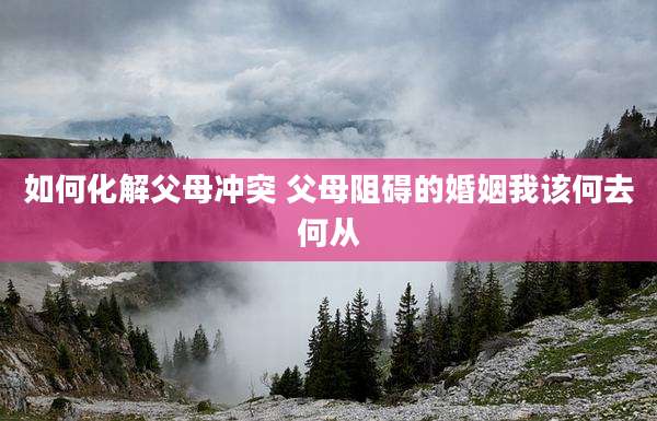 如何化解父母冲突 父母阻碍的婚姻我该何去何从
