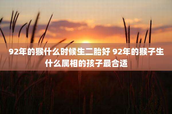 92年的猴什么时候生二胎好 92年的猴子生什么属相的孩子最合适