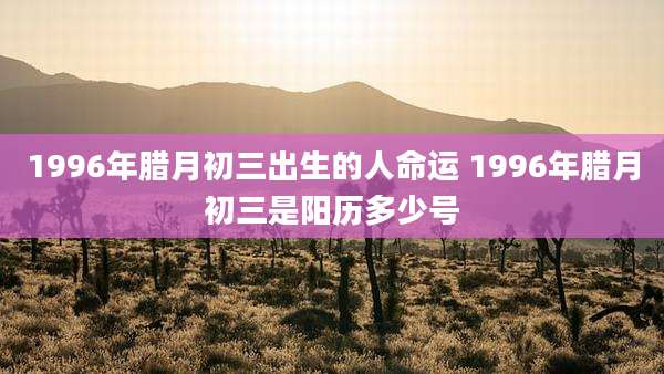 1996年腊月初三出生的人命运 1996年腊月初三是阳历多少号