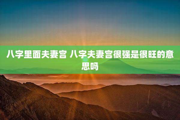 八字里面夫妻宫 八字夫妻宫很强是很旺的意思吗