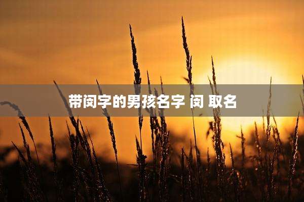 带闵字的男孩名字 闵 取名