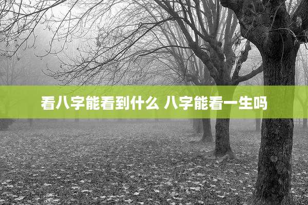 看八字能看到什么 八字能看一生吗
