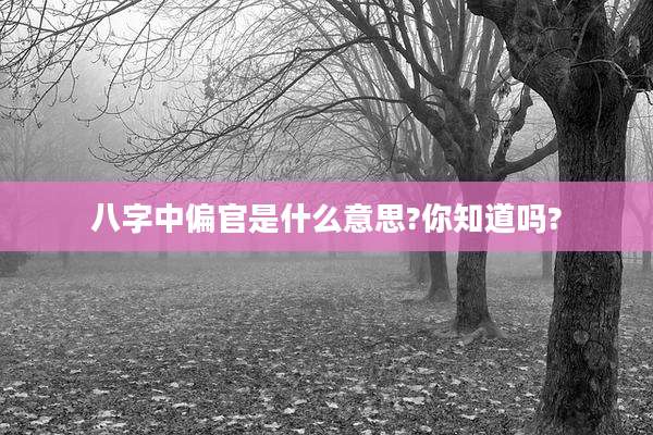 八字中偏官是什么意思?你知道吗?