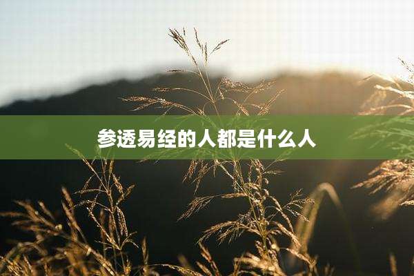 参透易经的人都是什么人