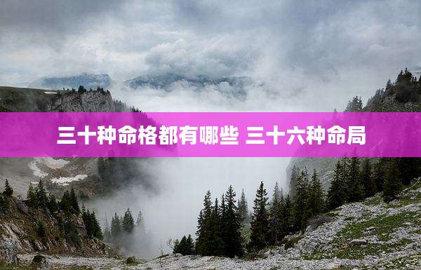 三十种命格都有哪些 三十六种命局
