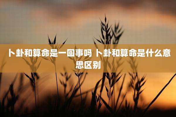 卜卦和算命是一回事吗 卜卦和算命是什么意思区别