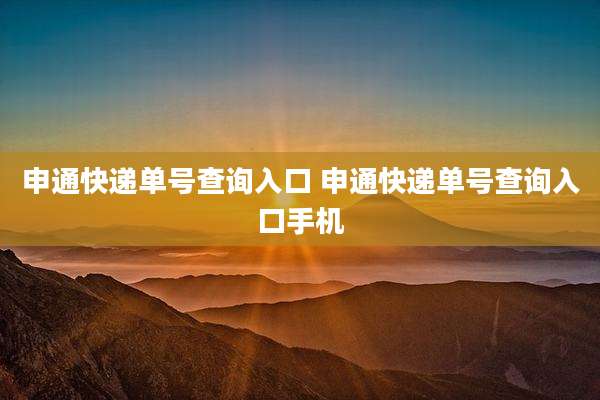 申通快递单号查询入口 申通快递单号查询入口手机