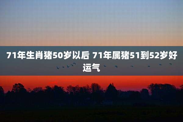 71年生肖猪50岁以后 71年属猪51到52岁好运气