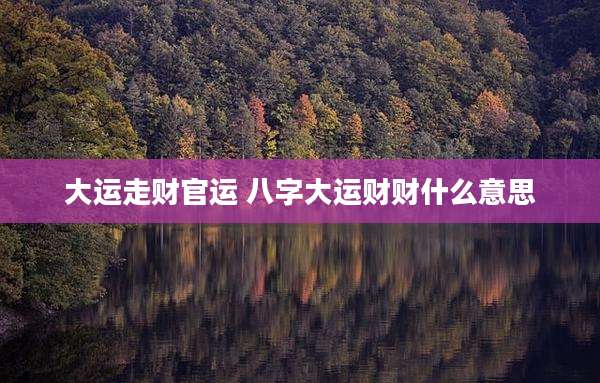 大运走财官运 八字大运财财什么意思