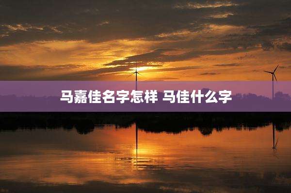 马嘉佳名字怎样 马佳什么字