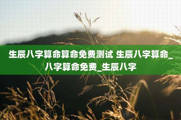 生辰八字算命算命免费测试 生辰八字算命_八字算命免费_生辰八字